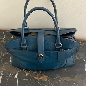 Coach Mercer 30 Pacific Blue Leather Satchel